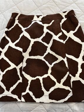 Worth Brown and White A-Line Patterned Skirt